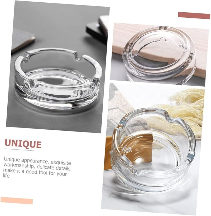 Crystal Glass Round Ashtray for Home and Outdoor Use Easy to Clean Decorative Party - Image 3